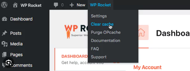 Clear Cache in WP Rocket